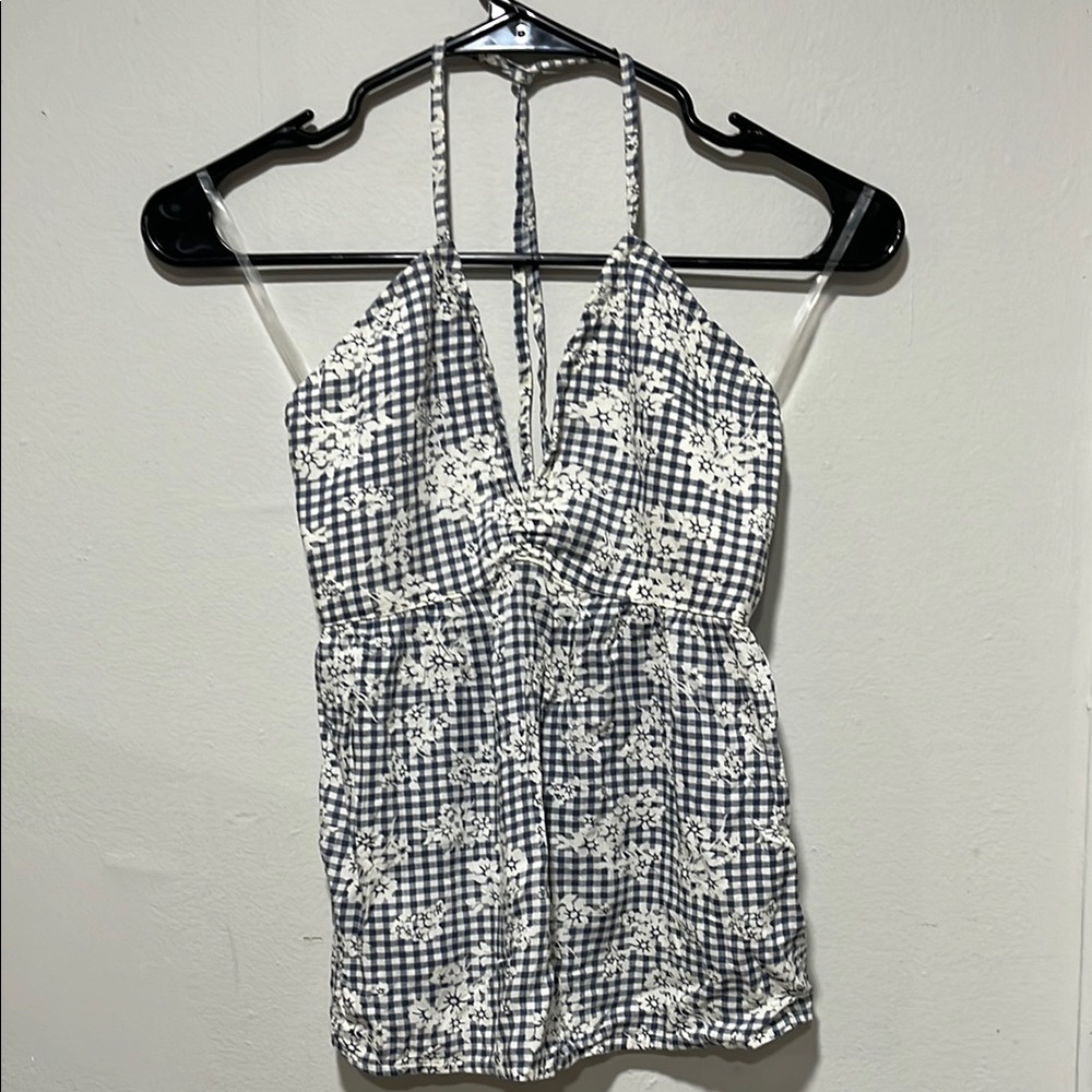 American Eagle Women's Black and White Halter Top